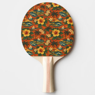 Raquette De Ping Pong Impression de chemise hawaïenne vibrante du milieu
