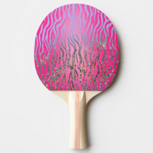 Raquette De Ping Pong Impression demi-Parties scintillant rose tigre
