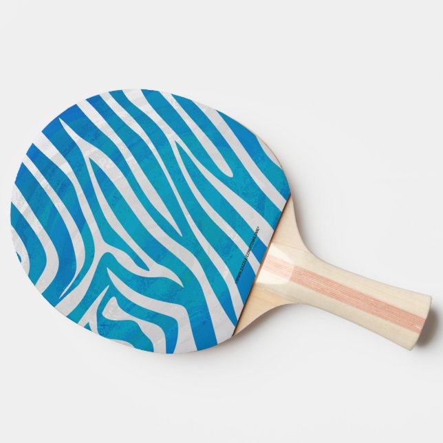 Raquette De Ping Pong Impression en bleu et blanc Zebra (Côté)