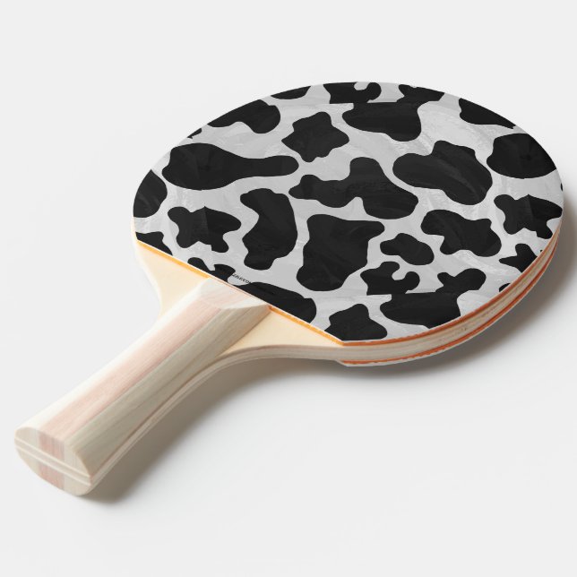 Raquette De Ping Pong Impression noire et blanche de la vache (Devant Angle)