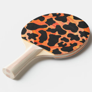 Raquette De Ping Pong Impression noire et orange de vache