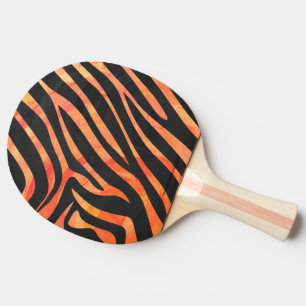 Raquette De Ping Pong Impression noire et orange Zebra