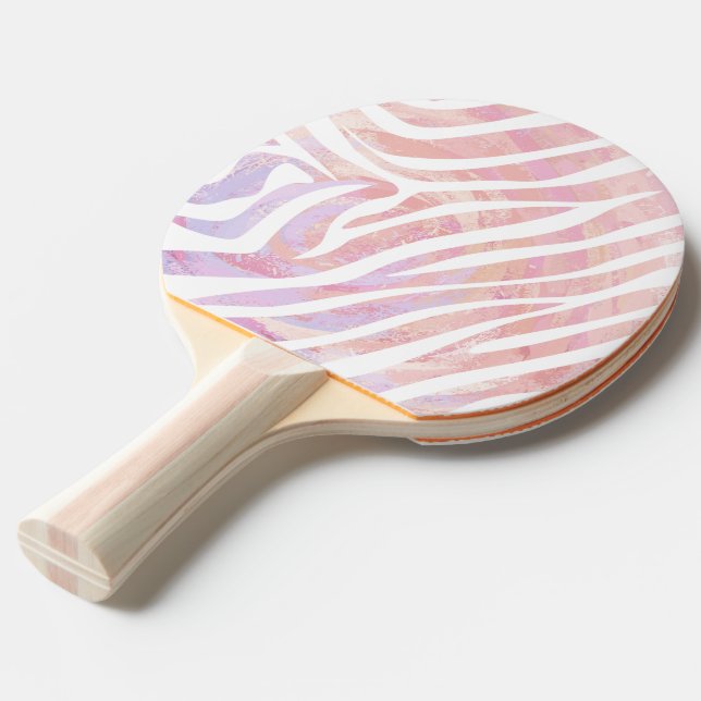 Raquette De Ping Pong Impression rose et blanc Zebra (Dos Angle)