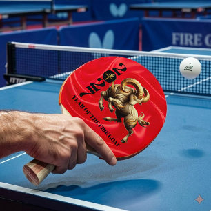 Raquette De Ping Pong Incroyable année chinoise de la Chèvre de Feu Roug