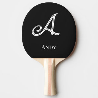 Raquette De Ping Pong Initial Personalized Elegant Monogram