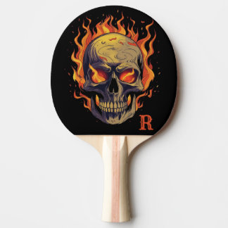 Raquette De Ping Pong Initiale de monogramme de crâne gothique sombre da
