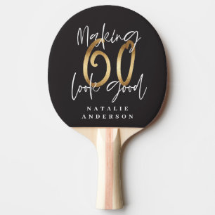 Raquette De Ping Pong Initiales de 60e anniversaire personnalisées cade