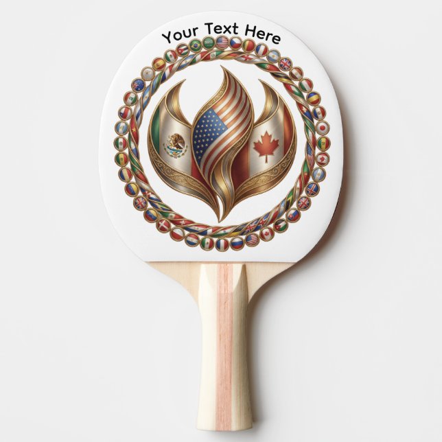 Raquette De Ping Pong International Unity Flame with World Flags Emblem  (Devant)