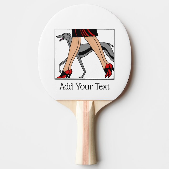 Raquette De Ping Pong Jambes Art déco femmes Greyhound Whippet Chien R (Devant)