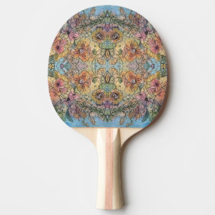 Raquette De Ping Pong Jardin à fleurs chic de Whimsical aquarelle peintu