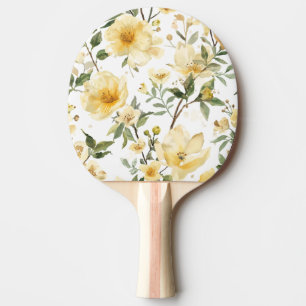 Raquette De Ping Pong Jardin botanique aquarelle floral jaune