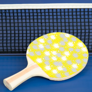 Raquette De Ping Pong Jaune, blanc Argent Blush Abstrait