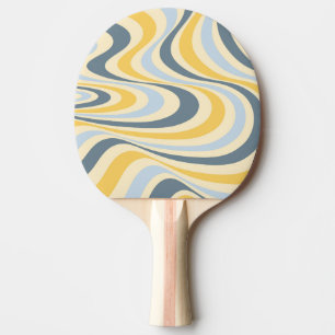 Raquette De Ping Pong Jaune et bleu abstrait design tourbillon