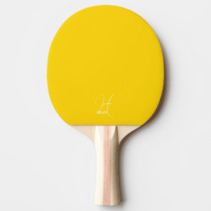 Raquette de ping pong jaune vif monogrammée