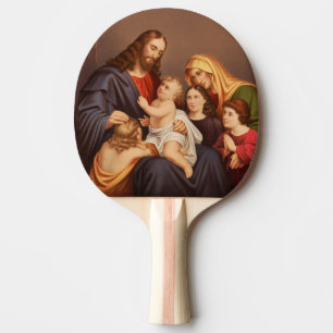 Raquette De Ping Pong Jésus-Christ avec les Enfants Premium Beaux-Arts