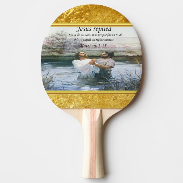 Raquette De Ping Pong Jésus Christ Baptême image deux (Devant)