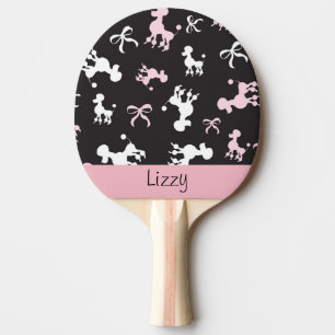 Raquette De Ping Pong Joli caniche rose et noir