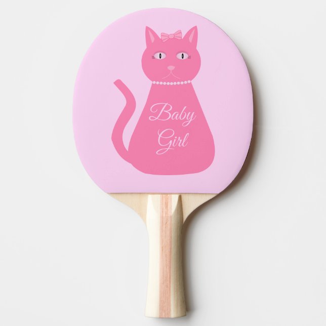Raquette De Ping Pong Joli chat fille rose sur mesure (Devant)