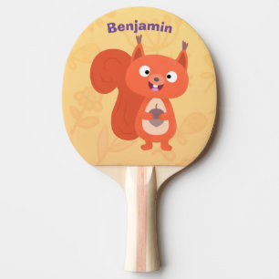Raquette De Ping Pong Joli dessin animé d'écureuil roux