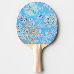 Raquette De Ping Pong Joli foulard fleuri pastel bleu