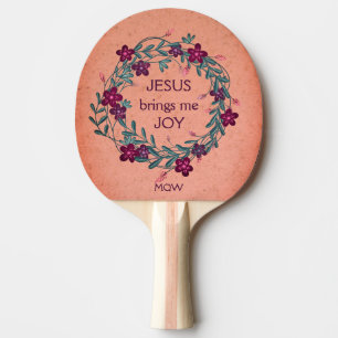 Raquette De Ping Pong Joli JÉSUS Floral M'APPORTE JOIE Monogramme