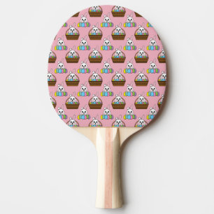 Raquette De Ping Pong Joli lapin coloré Pâques Motif de la chasse aux oe