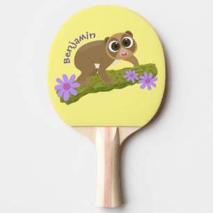 Raquette De Ping Pong Joli lenteur loris sur dessin de branche