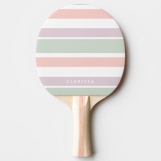 Raquette De Ping Pong Joli pastel motif rose-vert violet rayures (Devant)