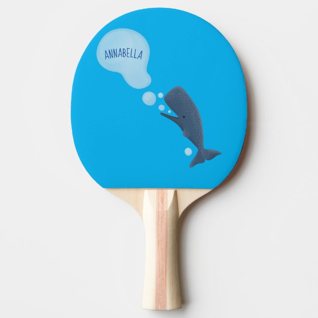 Raquette De Ping Pong Jolie baleine à sperme soufflant bulles dessin (Devant)