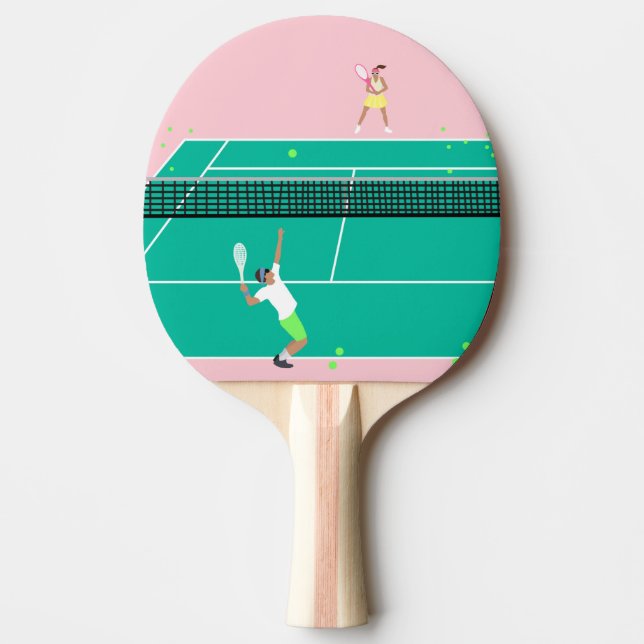 Raquette De Ping Pong Joueur de Match Art Moderne Pink Green (Devant)