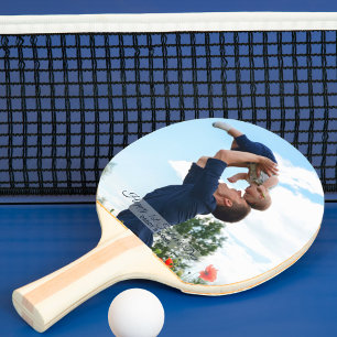 Raquette De Ping Pong Joyeuse fête des premiers pères Photo personnalisé