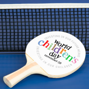 Raquette De Ping Pong Joyeuse Journée mondiale des enfants colorée