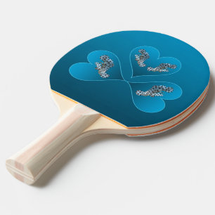Raquette De Ping Pong Jumeaux Groupeurs - Illustration Trois Cœurs Bleus