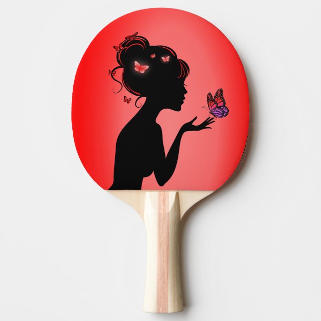 Raquette De Ping Pong La femme papillons rouges (Devant)