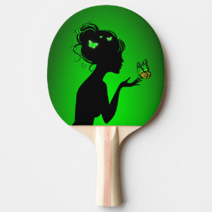 Raquette De Ping Pong La femme papillons verts