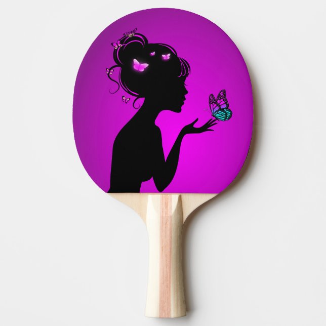 Raquette De Ping Pong La femme papillons violets (Devant)