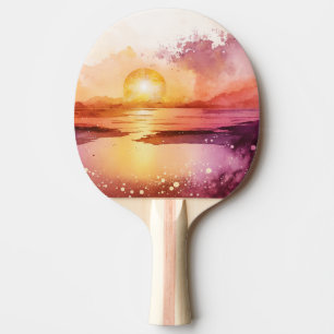 Raquette De Ping Pong La série de plage à l'aquarelle Design 3
