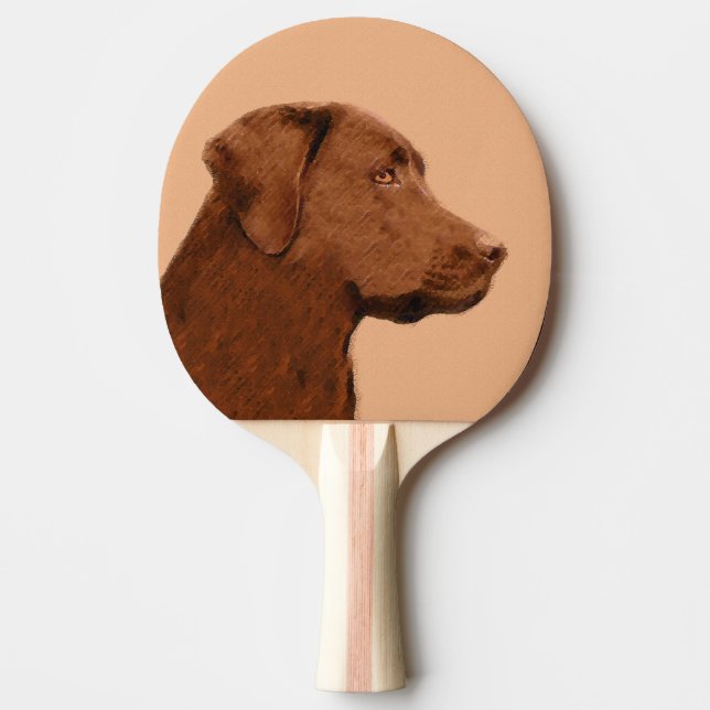 Raquette De Ping Pong Labrador Retriever (Chocolat) Peinture - Chien Art (Devant)