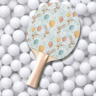 Raquette De Ping Pong Lapins mignons tenant des ballons en forme d'œufs