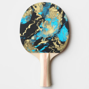 Raquette De Ping Pong L'art Abstrait Turquoise et Or