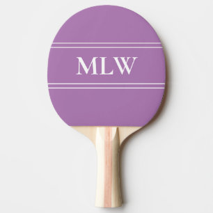 Raquette De Ping Pong Lavande simple et monogramme blanc 