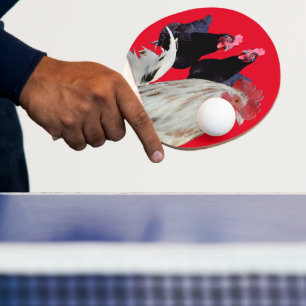 Raquette De Ping Pong "Le coq blanc et ses poules noires"