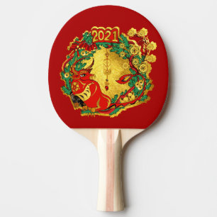 Raquette De Ping Pong Le Joyeux Nouvel An chinois du boeuf