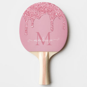 Raquette De Ping Pong Lecteurs de Parties scintillant de verre rose vif