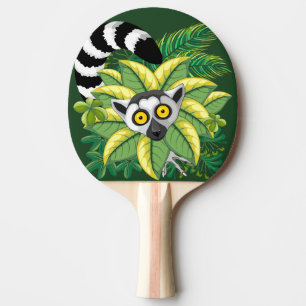 Raquette De Ping Pong Lémuriens de Madagascar dans une jungle exotique