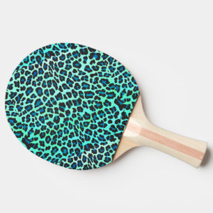 Raquette De Ping Pong Léopard noir et Turquoise