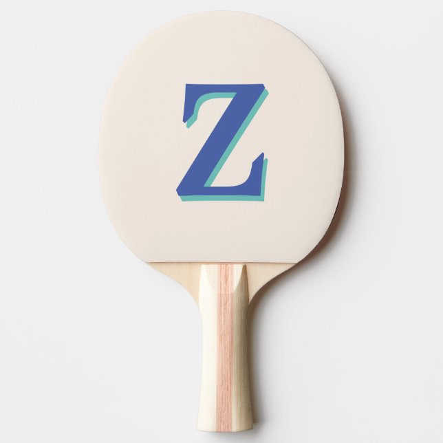 Raquette De Ping Pong LETTRE INITIALE MOYENNE Bleue 3D Tendance | Couleu (Devant)