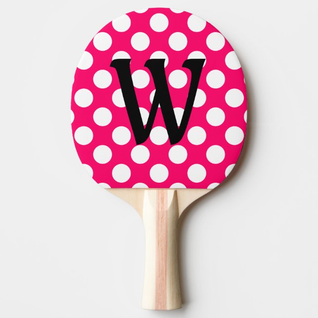 Raquette De Ping Pong Lettre noire Monogramme Pois (Devant)