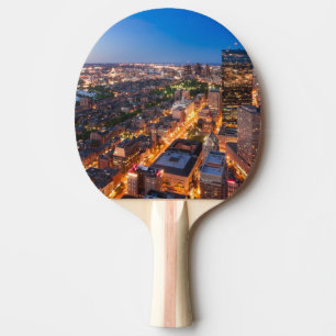 Raquette De Ping Pong L'horizon de Boston au crépuscule