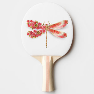 Raquette De Ping Pong libellule de fleurs avec sakura de bijoux